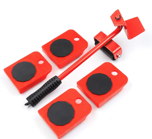 Kit Mutat Mobilier 4 Platforme cu roti si 1 Parghie metalica